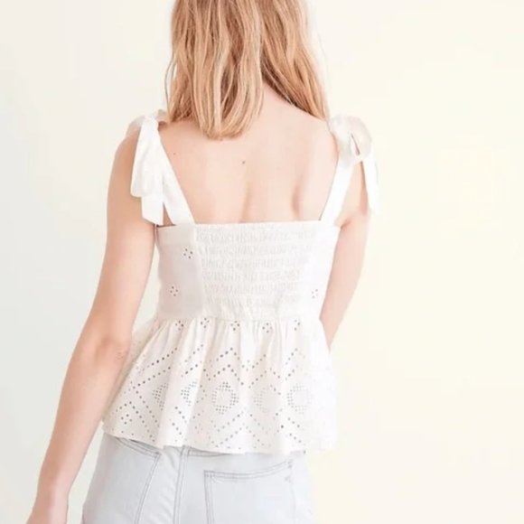 Madewell White Rosalie Tie Strap Top in Geo Eyelet - Picture 6 of 7